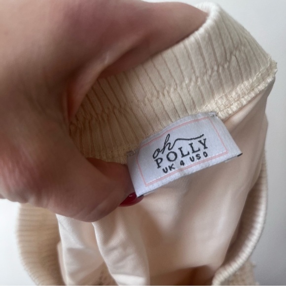 Oh Polly Ivory Sheer For Your Sheer Pearl Beaded Crochet Flare Pants 0 - Picture 5 of 6